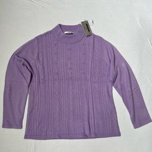 Peter Nygard Alia brand, lavender colour sweater w/ silver beads, petite large
